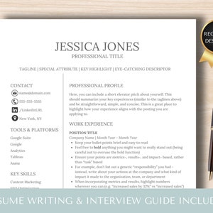 Minimalist Resume Template, Google Docs, Canva, Curriculum Vitae Bundle, Resume Builder, Professional Resume with Photo, CV Download, ATS