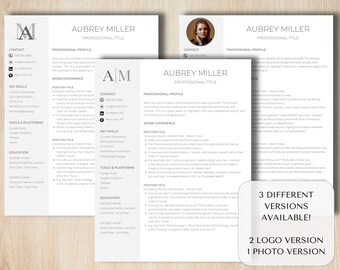 Modern Resume Template Bundle, Google Docs, Canva, ATS-Friendly (CV Download)