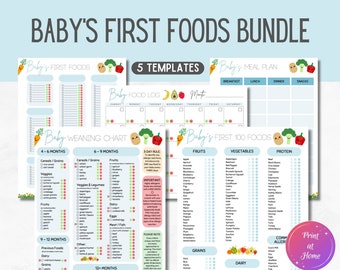 Svezzamento guidato dal bambino, Tracker alimentare stampabile, Pacchetto diario alimentare, Primi alimenti del bambino, Lista di controllo alimentare, Grafico di svezzamento del bambino, Calendario, Pianificatore dei pasti