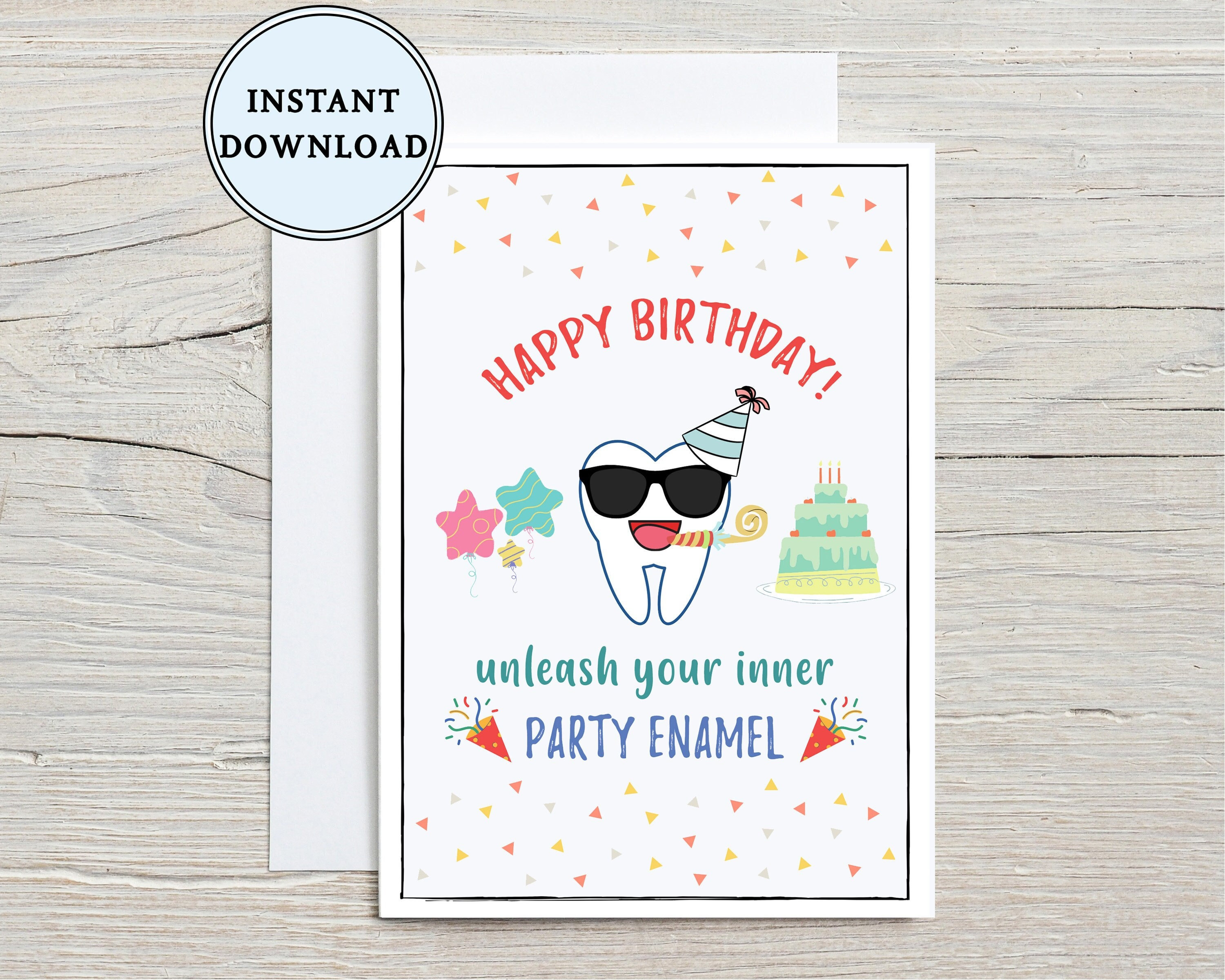 Dentist Birthday Card, Printable Dental Birthday Card, Instant Download, Funny Tooth Card, Punny Birthday, Tooth Humor, Teeth