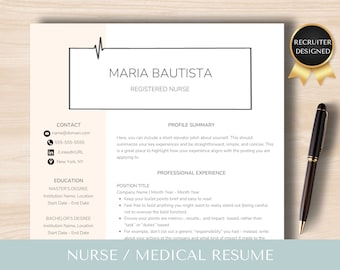 Nurse Resume Template, Modern RN CV, Cover Letter (Google Docs, Canva)