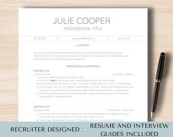ATS Friendly Resume Template, CV Builder (Google Docs, Word, Canva) (Digital Download)