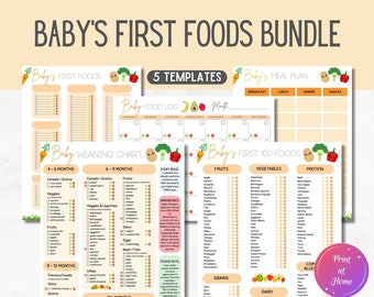 Babynahrungs-Tracker, druckbares Ernährungstagebuch-Paket, geführte Babyentwöhnung, Babys erste Lebensmittel, Ernährungsprotokoll, Entwöhnungstabelle, Kalender, täglicher Essensplaner