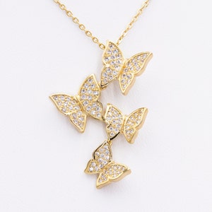 Butterfly Pendant Necklace l 14k Yellow Gold Diamond Butterfly Jewelry l Elegant Nature-Inspired Gold Necklace for Women