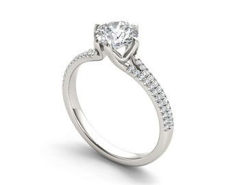 18K GOLD RING - Diamond Ring, White Gold, Platinum, Wedding, Engagement, Diamond Promise Ring, Anniversary Gift For Her, Classic Style Ring