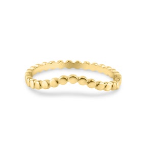 14k Yellow Gold Beaded Stackable Ring l Minimalist Gold Band l Dainty Bead Design l Elegant Everyday Jewelry l Layering Gold Ring