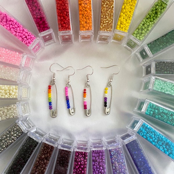 Customizable PRIDE Flag Safety Pin Earrings - SCN Gems