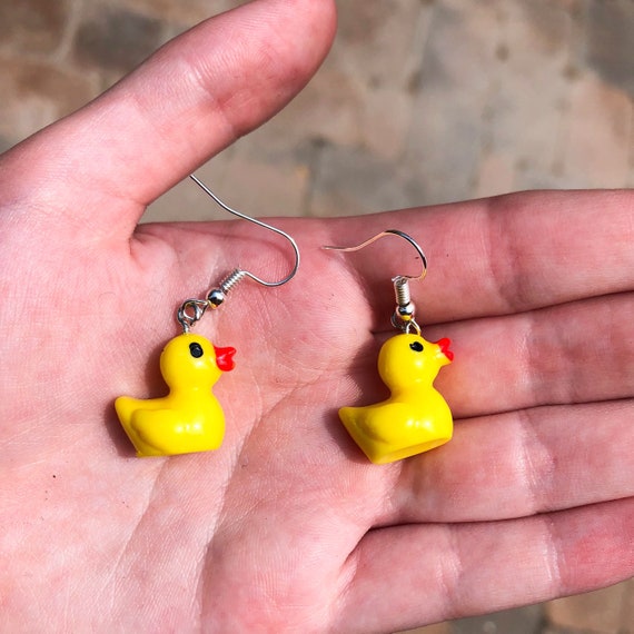 Tiny Rubber Duck Earrings SCN Gems Etsy