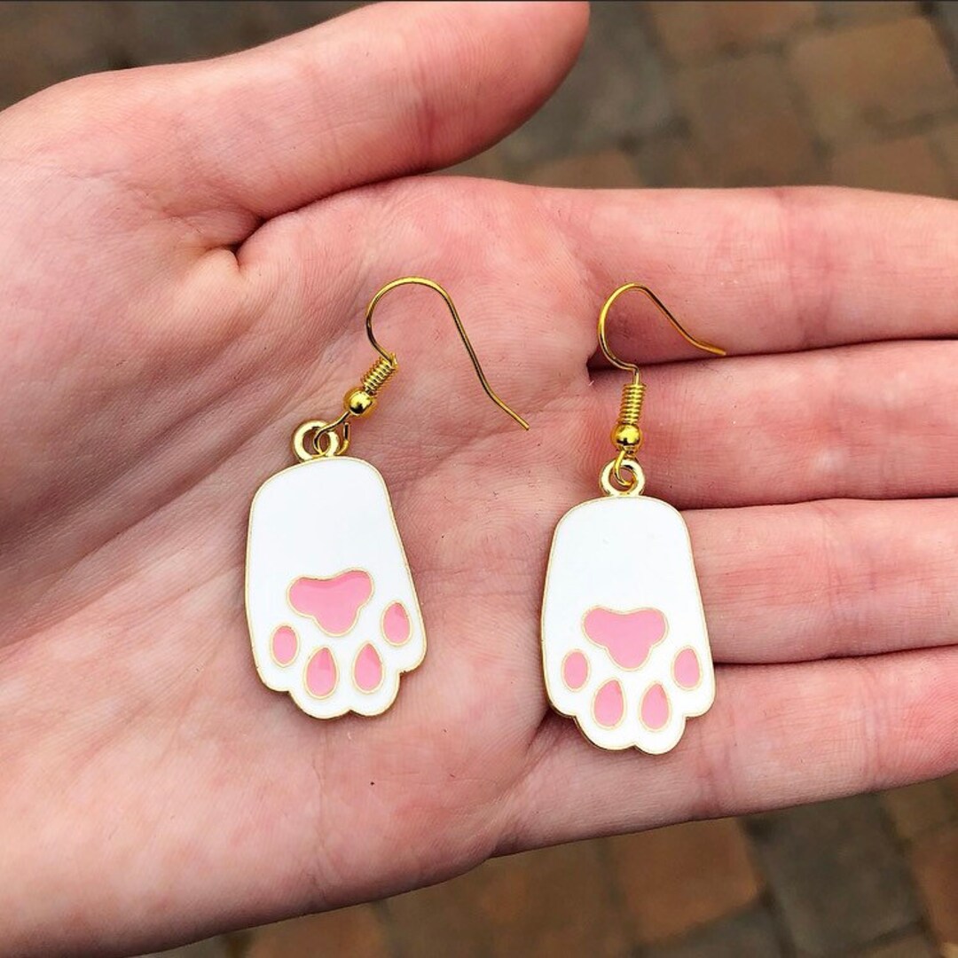 Cat Paw Earrings SCN Gems Etsy