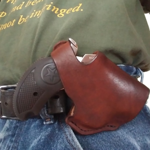 Bond Arms Derringer, Cross Draw Holster, Fits 2.5" to 3" Barrel Length, Dark Brown, Right Hand Draw, Formed