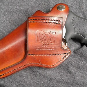 Cross Draw Holster, Ruger SP101, Taurus 605 Up To 3" Barrel Length, Right Hand Draw, Dark Brown, Fits 1.5" Belt immagine 5