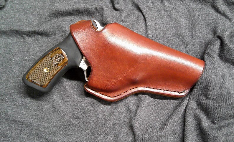 Cross Draw Holster, Ruger SP101, Taurus 605 Up To 3" Barrel Length, Right Hand Draw, Dark Brown, Fits 1.5" Belt immagine 1