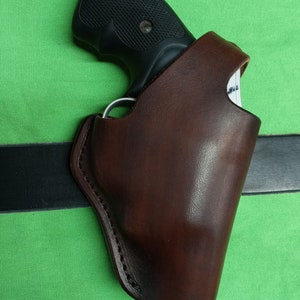 Smith & Wesson 642 Side Carry Holster, Right Hand Draw, Leather Thumb Break, Dark Brown