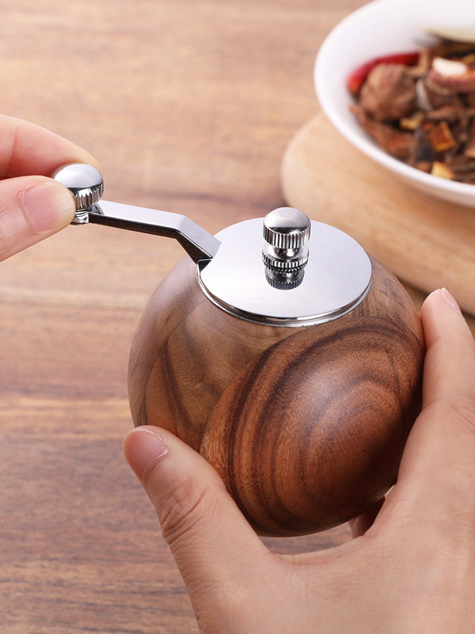 Pepper Grinder Sea Salt Handcranked Wooden Grinder Etsy