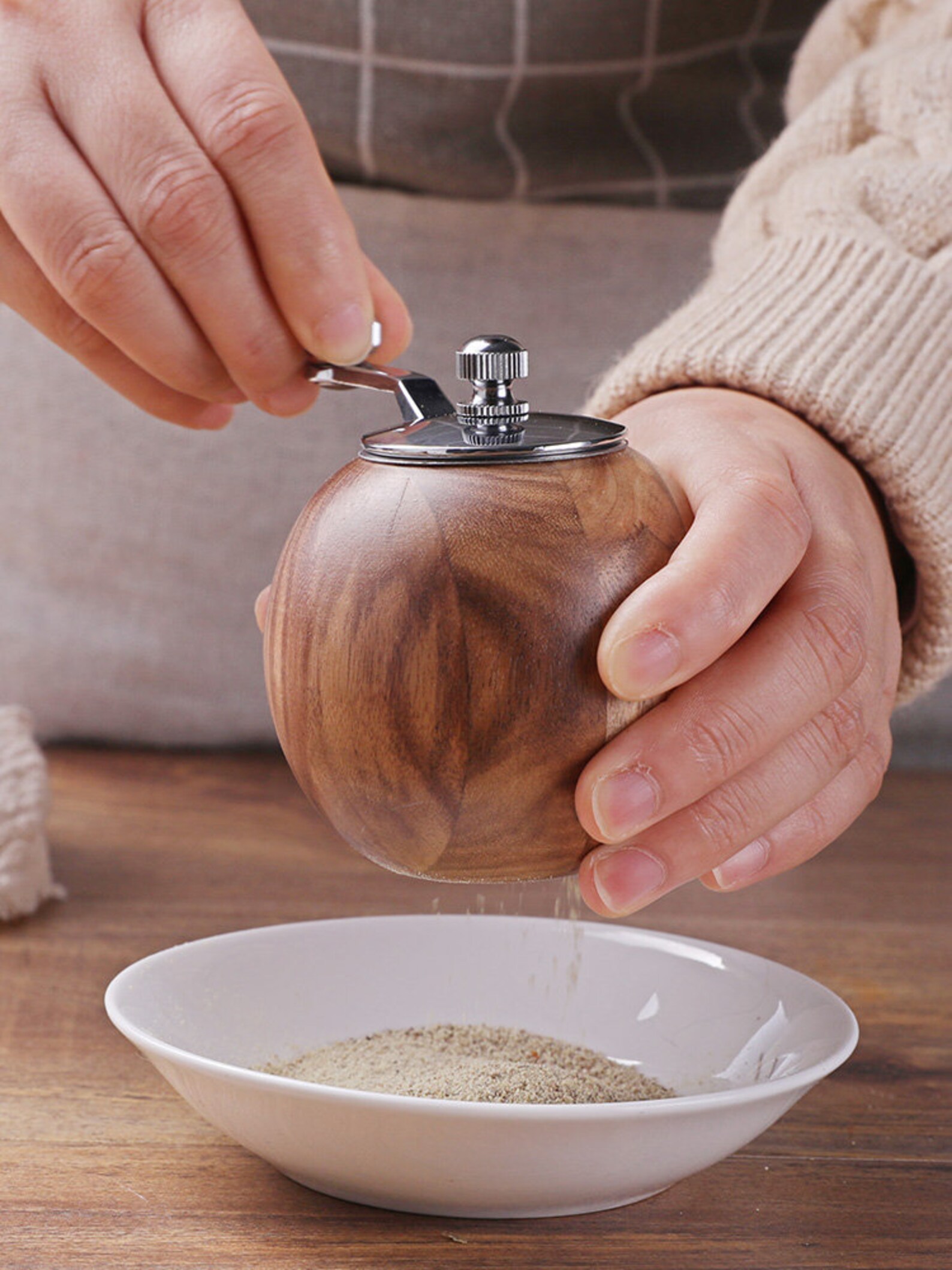 Pepper Grinder Sea Salt Handcranked Wooden Grinder Etsy