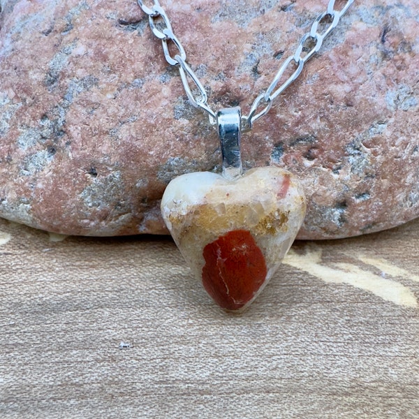 Stunning pudding stone pendant necklace, Great Lakes stones, Michigan stone,handmade, gift, valentines