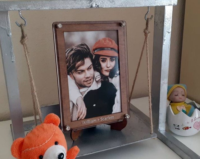 Personalized wooden frame With wooden stand