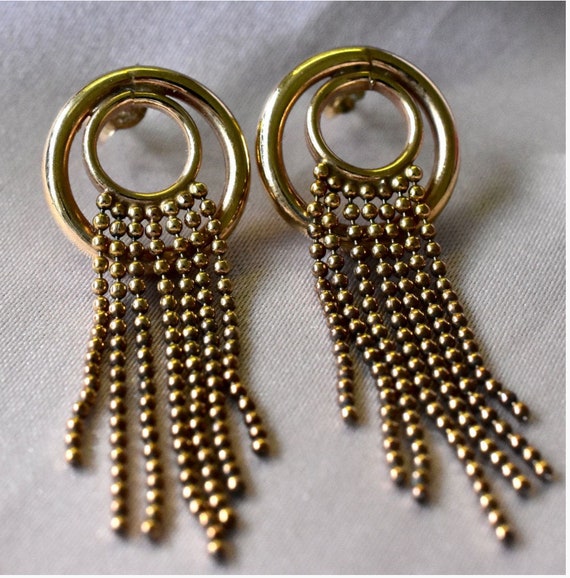 Vintage 9ct Yellow Gold Ball Drop Earrings