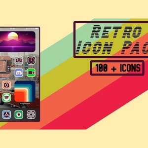 Retro App Icon, Vintage iPhone app icon,iOS 14 icon pack, 70s vibe, 80s Aesthetics, Retro Groovy Icons, Home Screen iOS 14,90s vibe Icons