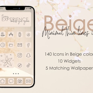 Beige Minimalist Icon Pack for iOS Home Screen, Minimal Beige Theme Icon Bundle, iOS Icon Cover, iOS Widget Cover, Minimalistic Custom Icons