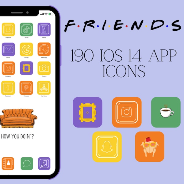 Friends App Icons, Friends Inspired Icons, Friends TV Show Icons, App Icons Friends Theme, App Icon Set, Friends tv show icons, App Icons