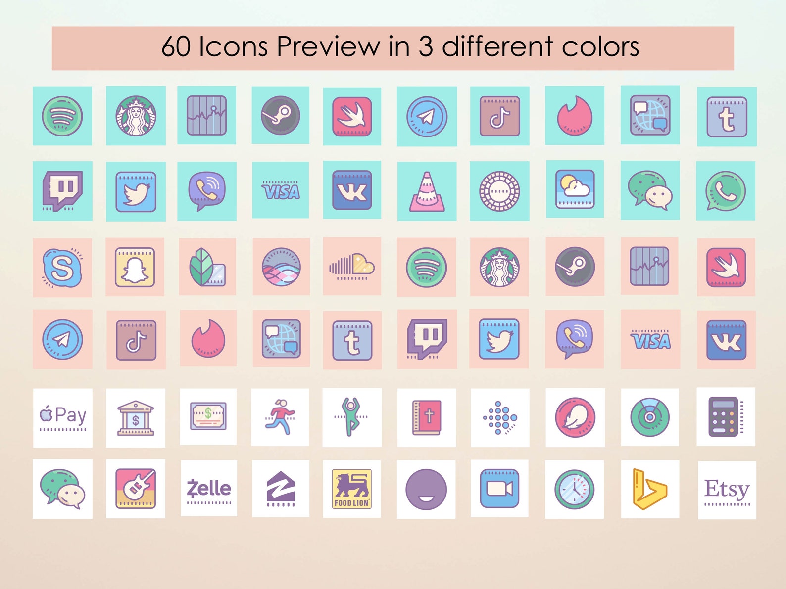 Pastel Crayon Icon Theme Pack Dreamy Icons for Iphone Etsy