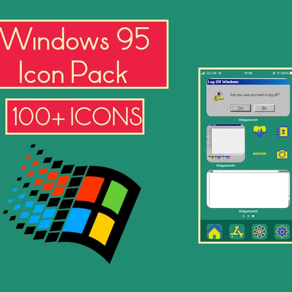 Windows95 iOS 14 Icons | iOS 14 Widget Covers | iOS 14 Icon Pack I Aesthetic App icons, Windows 98 icons, 90'S kids Icons, Retro iOS Icons