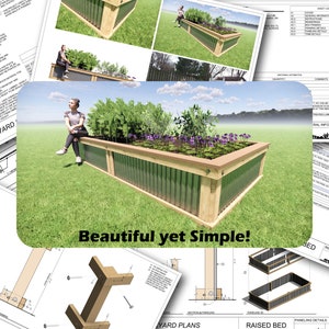 Planos de plantador de metal / Planos de PDF / Cama elevada / Plantador de metal corrugado / Plantador DIY / Planos de canteiro de jardim / Grande