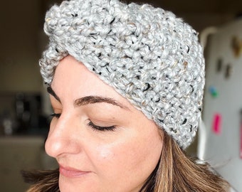 TWIST KNIT HEADBAND | Ear Warmer Turban | Knit Head Wrap | Chunky Soft Yarn