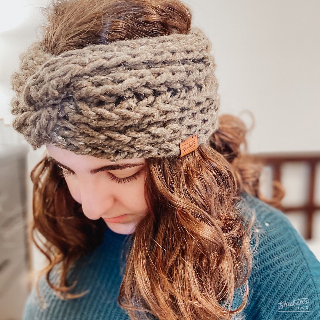 Diadema De Lana Cálida De Invierno Hecha A Mano, Elástica, Tejida