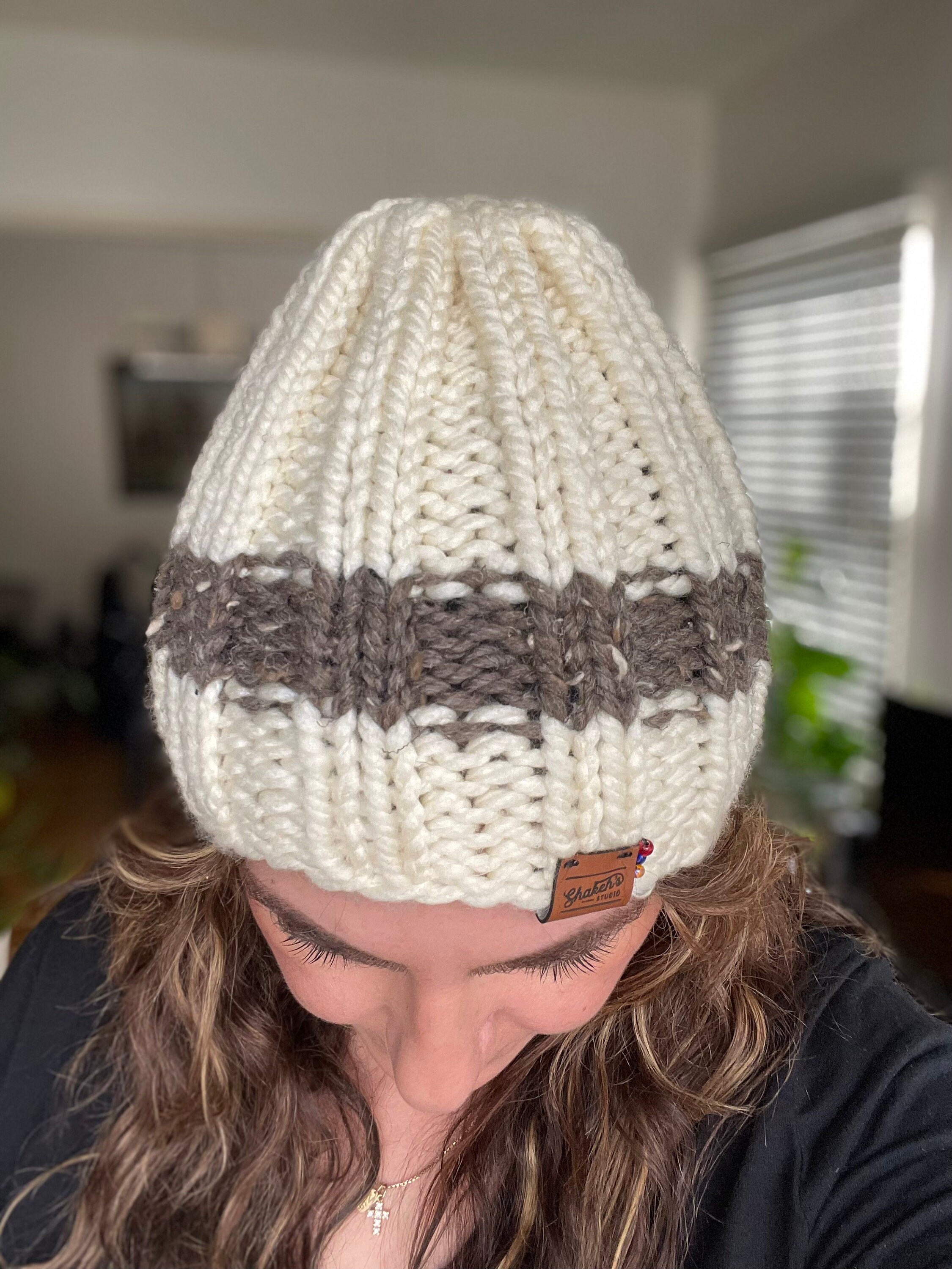 Handmade Chunky Knit Varsity Stripe Beanie | NWT Knit a chunky striped beanie with me ! Pattern below! This  main image 3