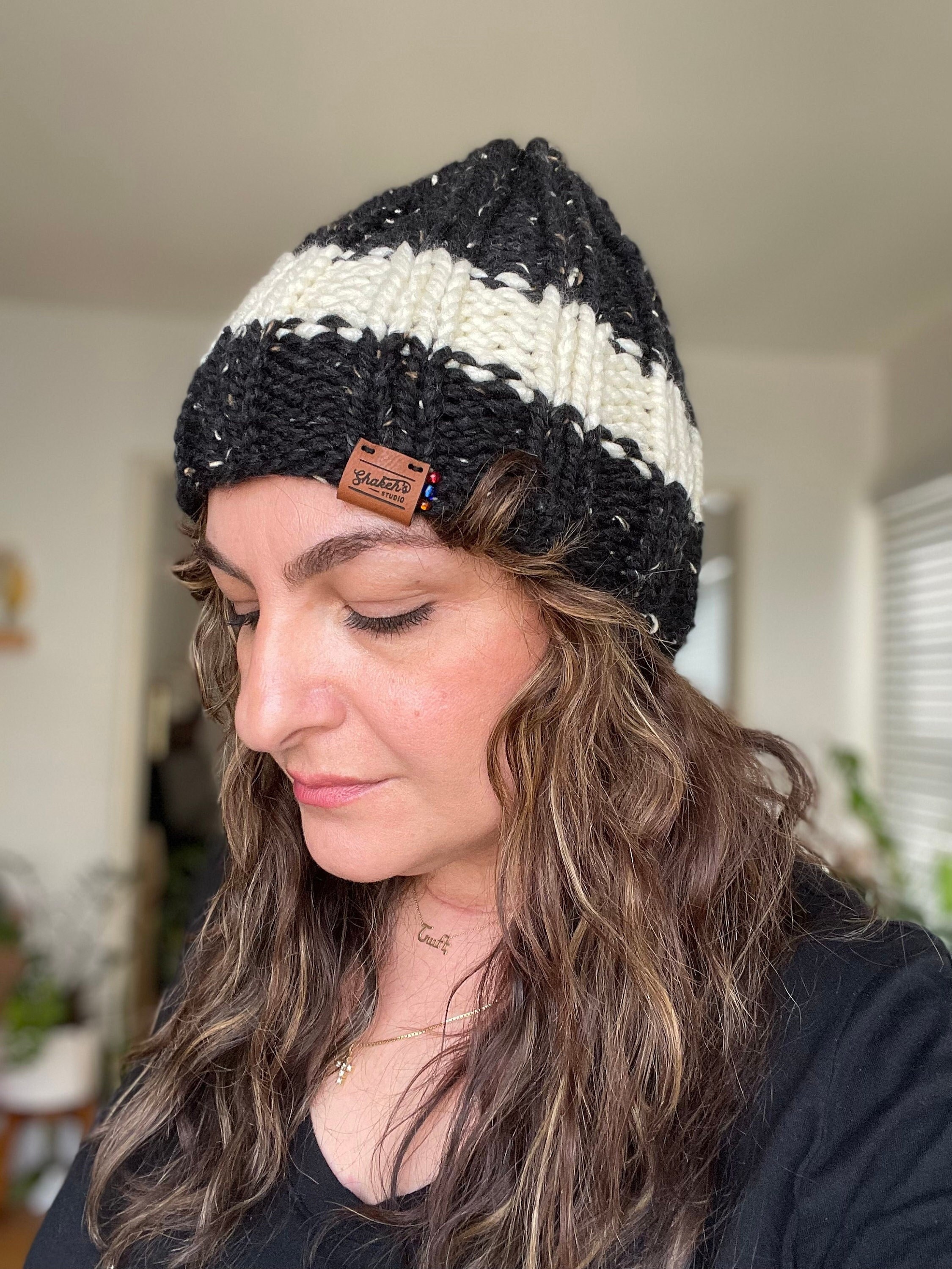STRIPED RIBBED BEANIE | Unisex | Chunky Knit | Super Bulky 