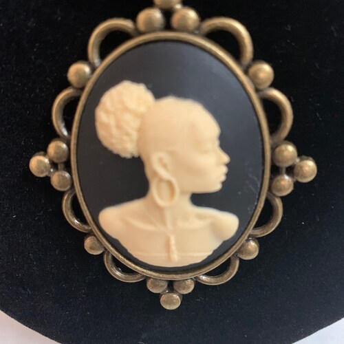 Beautiful Black Woman Cameo Brooch Etsy