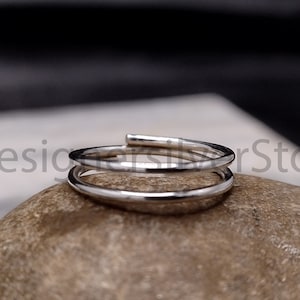 Thin Double Layer Adjustable Stacking Ring, Thumb Ring-Thin Double Stacking Ring, Double Band Ring, Silver Band Ring,Mom Gifts, Wedding Ring
