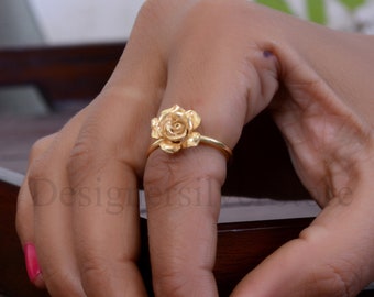 Silver Rose Ring ,Gold Rose Flower ring , Rose ring , women's ring , rock boho statement fashion style handmade collection, gift for her