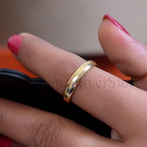 14K Gold Band Ring: Simple Stacking Wedding Band