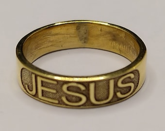 Sterling Silver Jesus Ring: Christian Band, Catholic Rosary Decade