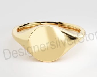 Gepersonaliseerde ronde zegelring, ronde ring, aangepaste zomersieraden, gepersonaliseerd cadeau voor vrouwen, gouden pinkring