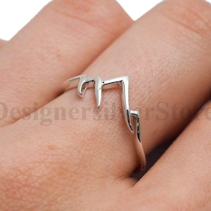 Sterling Silber Ring, Gebirgskette Ring, Natur Ring Silber, zierliche Ring Silber, minimalistische Ring, einfache Ring, zarter Ring