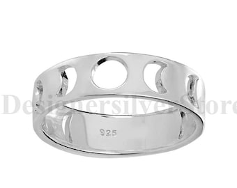 月の満ち欠けリング スターリングシルバー、天文学的な月の満ち欠け