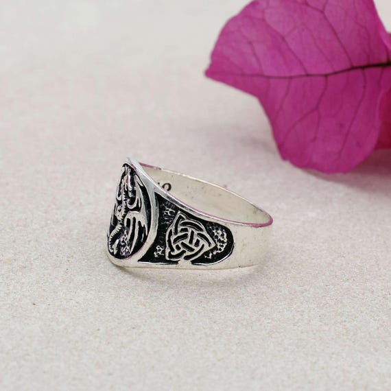 Silver Dragon Ring, 925 Sterling Silver Ring, Viking Ring, Signet