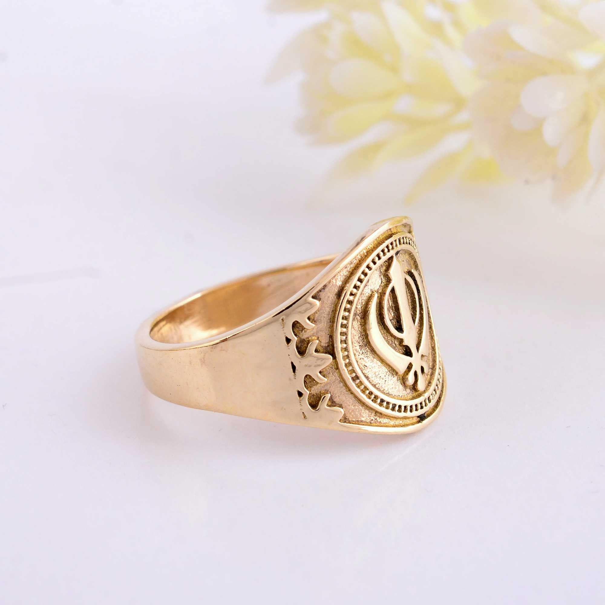 Sikh Rings Stone Handmade Sikh Khanda Signet Ring: Sterling Silver & Brass - Etsy