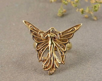 Sterling Silver Fairy Ring: Weeping Angel Butterfly Wings