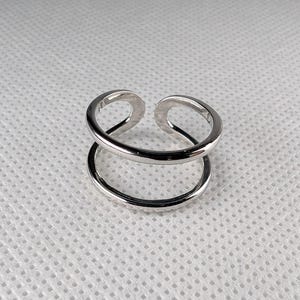Sterling Silver Double Band Ring: Minimalist Thumb Ring