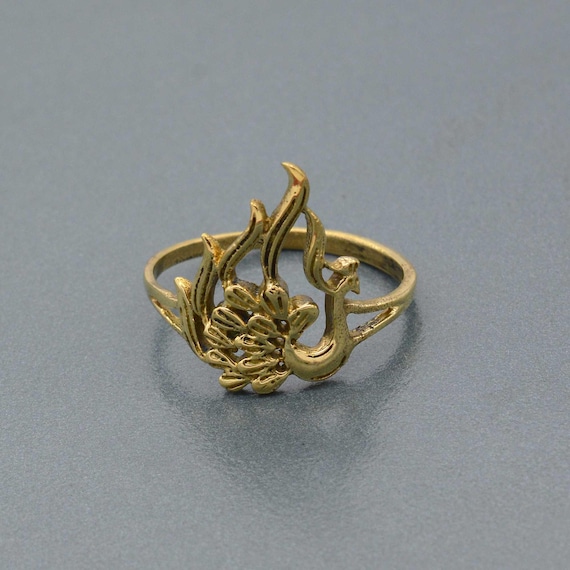 Vintage Gold Phoenix Ring – Mythical Bird Jewelry – Boho Statement Ring – Firebird Design – Unique Gift for Her