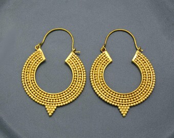 Brass earrings, Brass Dangle hoop earrings, Geometric earrings, dainty earrings, Gift for her, Vintage Style Earrings, Handmade Earrings