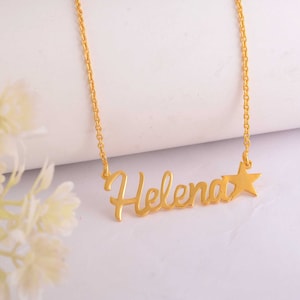 Name Halskette Personalisierte Messing Schmuck, 14K Gold Benutzerdefinierte Name Halskette, Anhänger Geschenk für Frauen Mädchen, Tochter Geschenk Halskette, Geschenk für Mutter