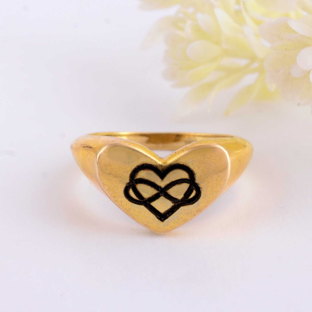 Infinity Signet Ring Infinity Heart Signet Ring, Infinity Engraving Ring, Gift for Her ...