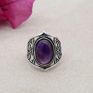 Natural Amethyst Rings, 925 Sterling Silver Rings, Gold statement ring, bohemian ring , purple quartz jewelry, bridesmaid ring gift for her