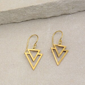 Triangle Twain Earrings, Triangle stud Earrings, Geometric Earrings, Gold Earrings, Geometric Jewelry, Minimalist Jewelry, Triangle Post